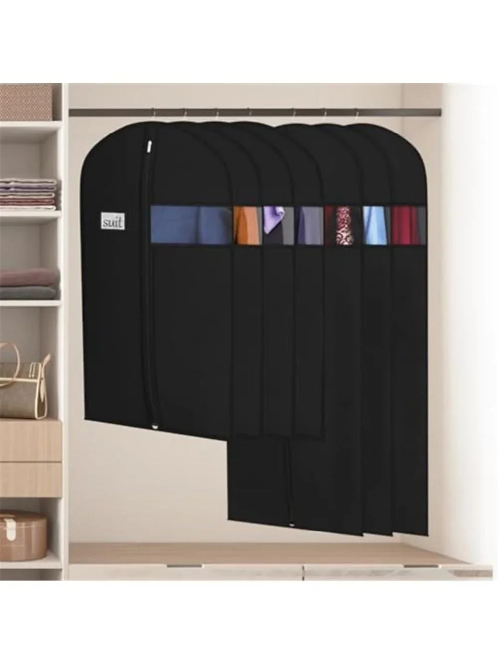 Garment Bags 10 Pack Hanging Clothes Storage Suit Dress Coat Covers Zipper Black
